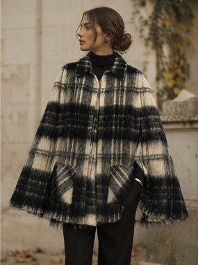 Vintage Andrew Stewart Mohair Wool Plaid Cape Scotland One Size Old Money Luxury